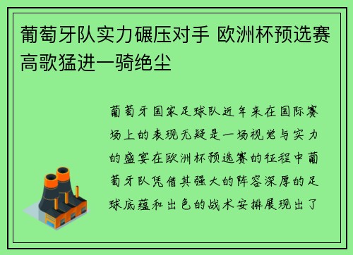 葡萄牙队实力碾压对手 欧洲杯预选赛高歌猛进一骑绝尘